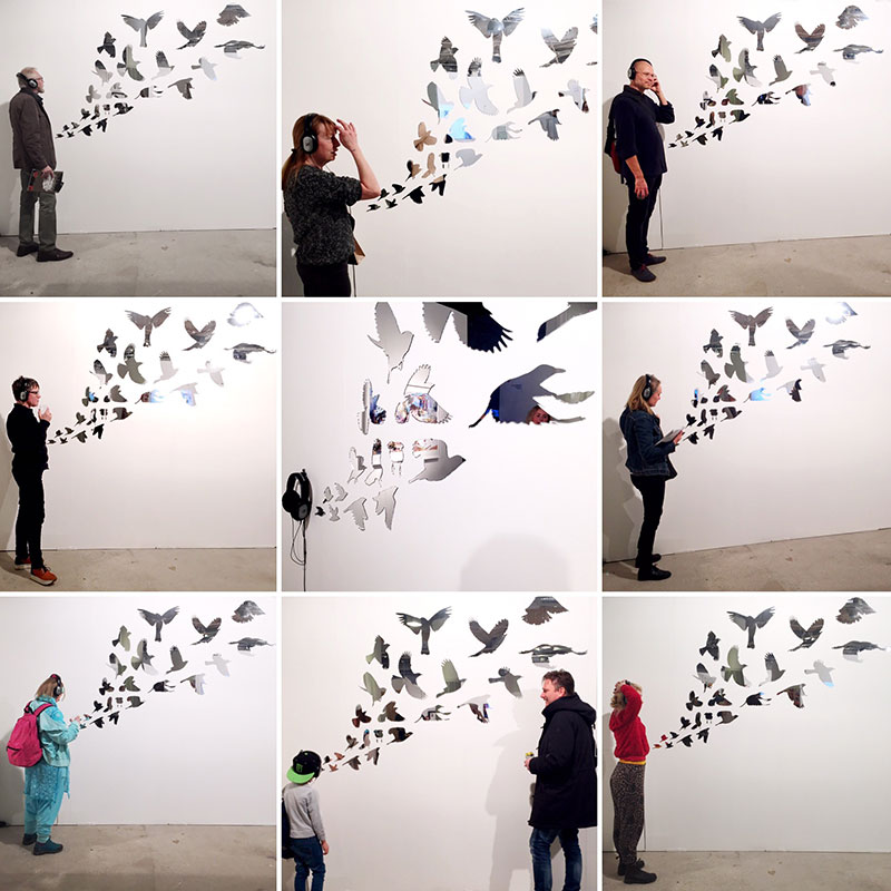 Bild 9: Vernissagebesökare tar del av FLOCK, SUPERMARKET international art fair, Stockholm, 2016 Bild 9: Vernissagebesökare tar del av FLOCK, SUPERMARKET international art fair, Stockholm, 2016