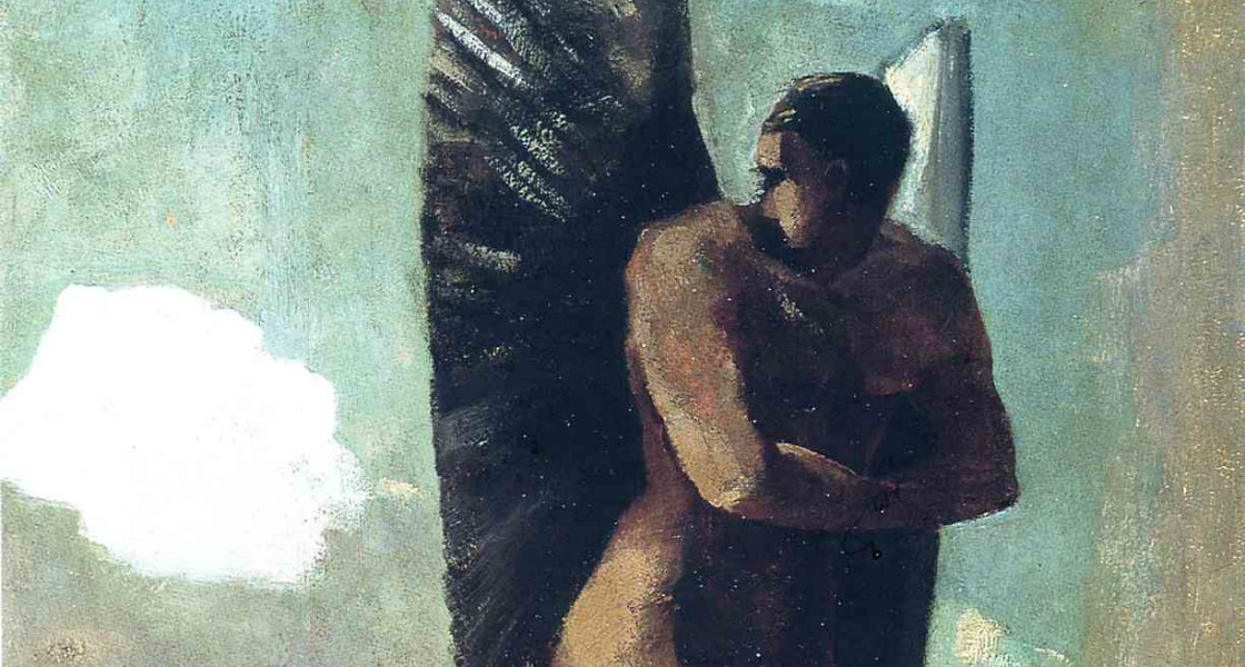 Odilon Redon, Fallen angel looking at cloud. Detalj.