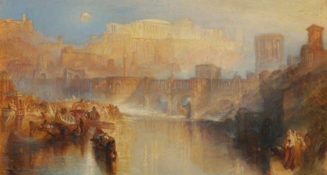 William Turner. Ancient Rome; Agrippina Landing with the Ashes of Germanicus, 1839. Beskuren.