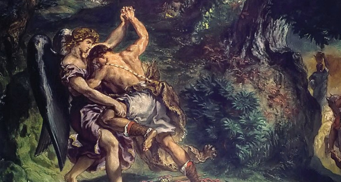 Eugène Delacroix - La Lutte de Jacob avec l'Ange (1861). Beskuren.